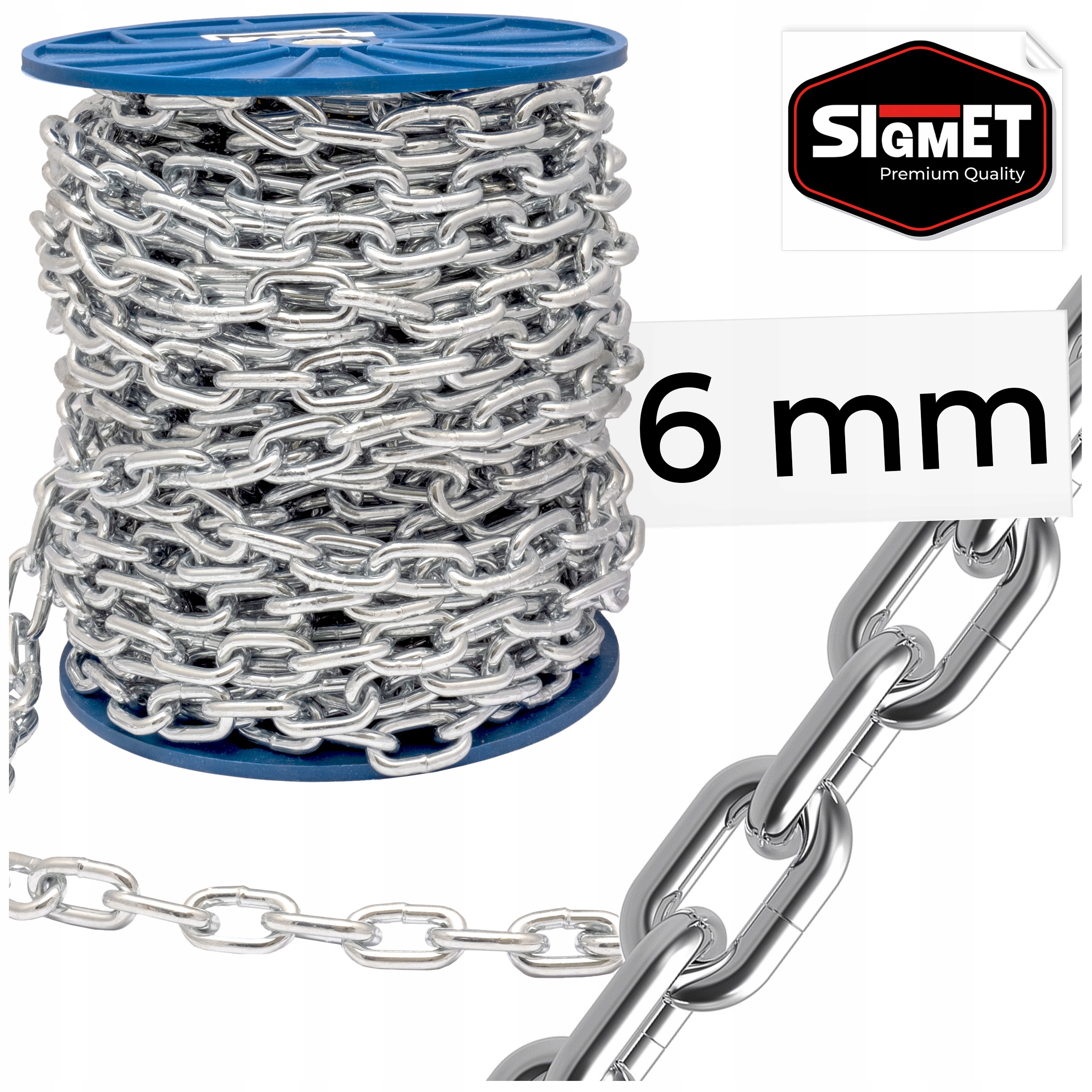 Ekonomická reťaz KOVOVÁ POZINKOVANÁ D1 článok 6mm NA HOJDAČKU 1MB ROLEČKA 30m